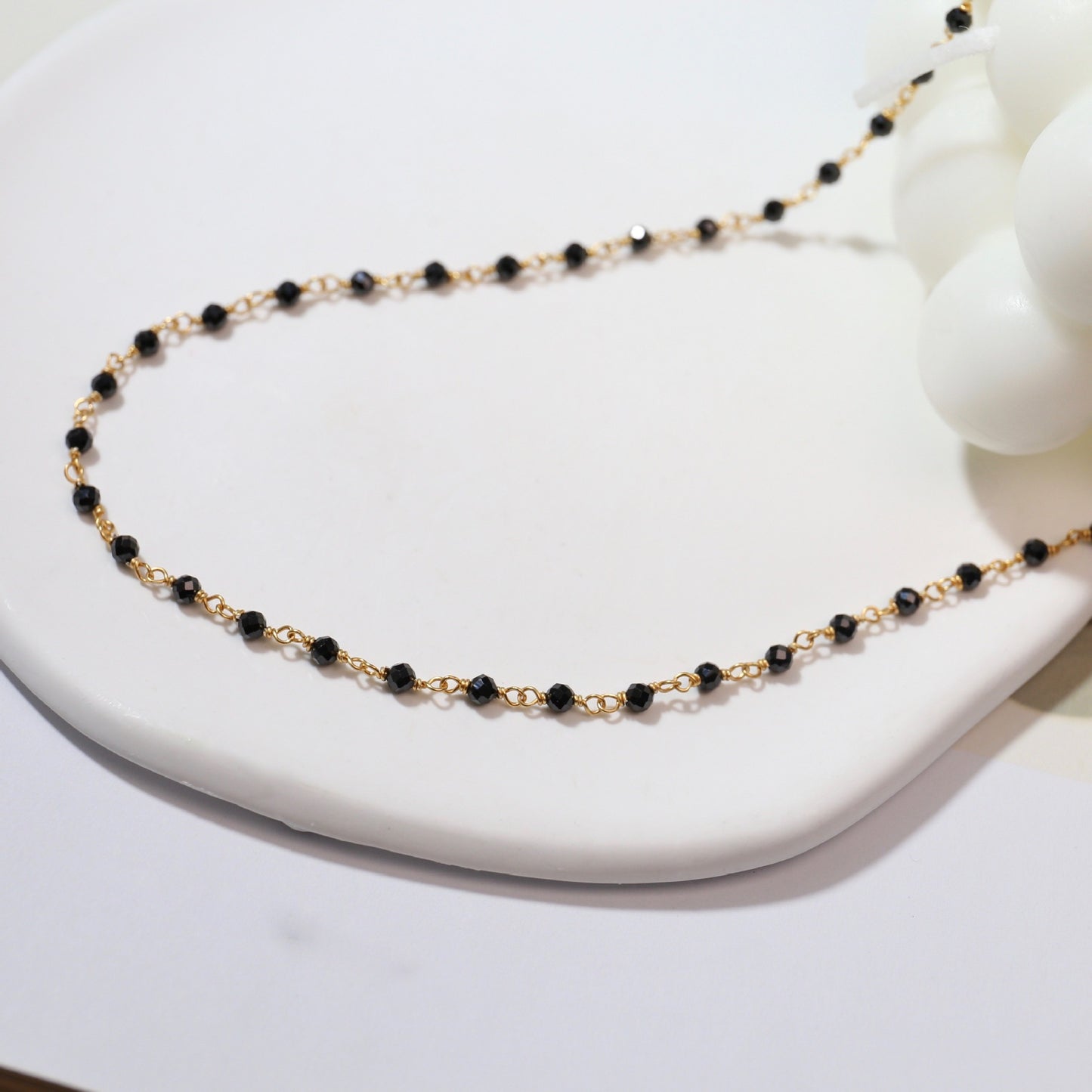 S925 Silver Natural Black Spinel Gold Plated Necklace