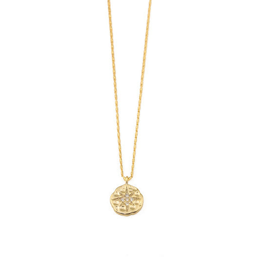 North Star Coin Button Pendant Necklace