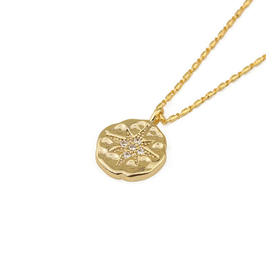 North Star Coin Button Pendant Necklace