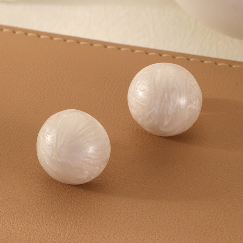 White/Sky Blue Oil Dropping Enamel Round Earrings