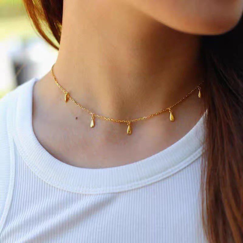 S925 Silver Drop Plated 18k Gold Necklace