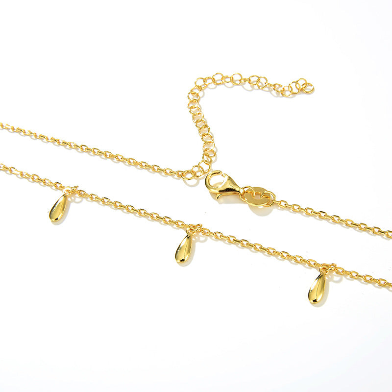 S925 Silver Drop Plated 18k Gold Necklace