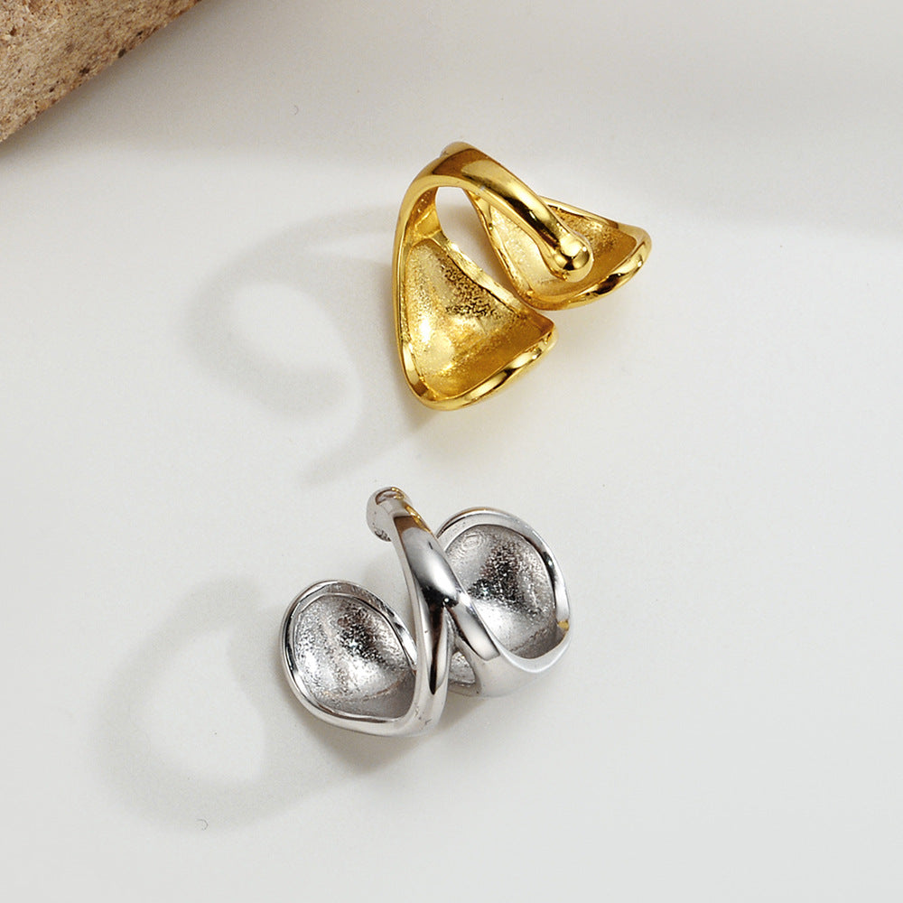 INS Normcore Sterling Silver Double Layer Ear Clip without Ear Hole
