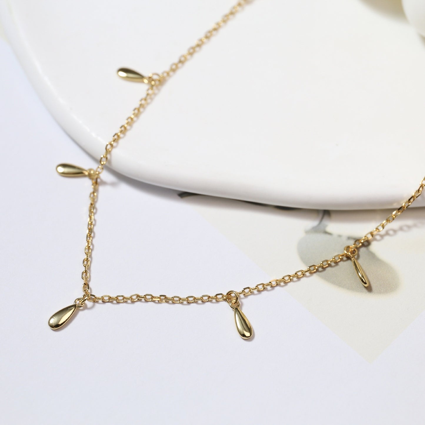 S925 Silver Drop Plated 18k Gold Necklace