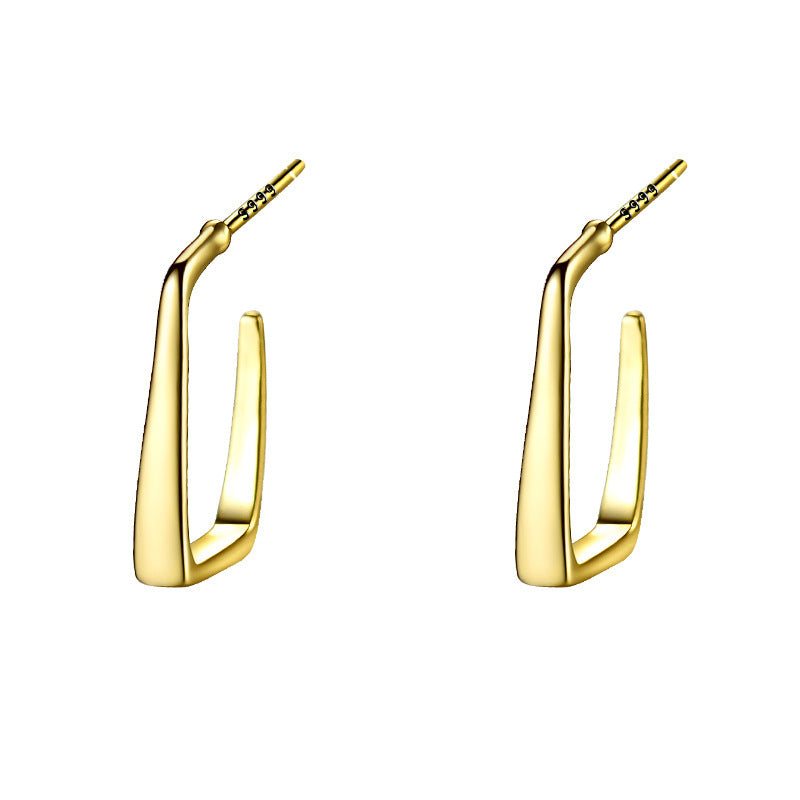S999 Sterling Silver Minimalist Design Geometric Line Earrings