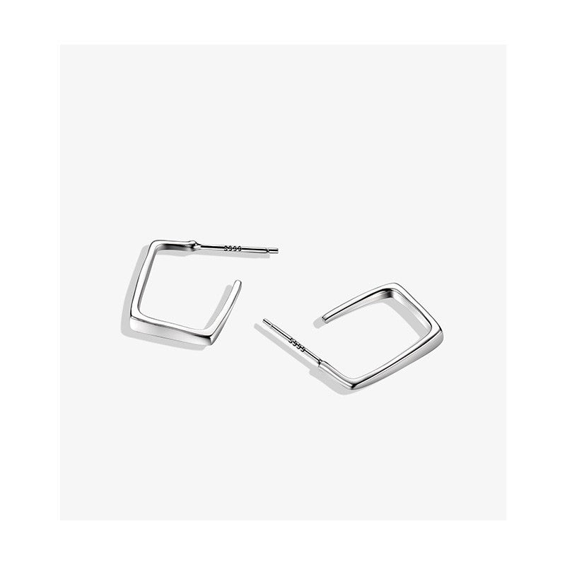 S999 Sterling Silver Minimalist Design Geometric Line Earrings