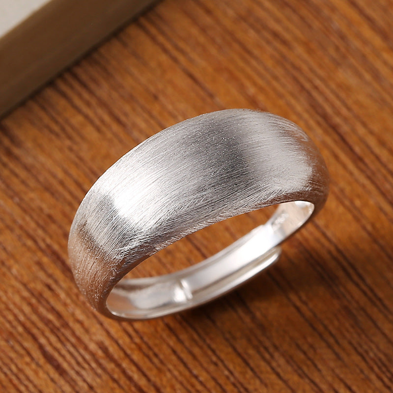 925 Sterling Silver Wide Face Frosted Ring