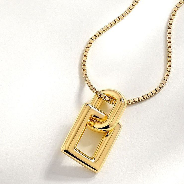 925 Silver Square Buckle Necklace