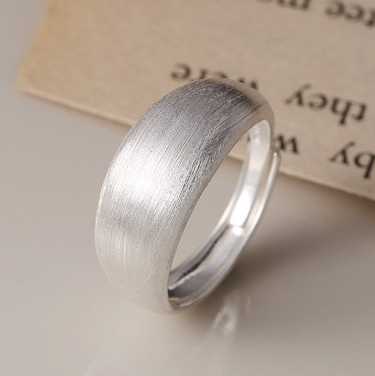 925 Sterling Silver Wide Face Frosted Ring