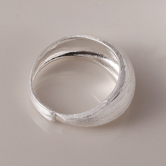 925 Sterling Silver Wide Face Frosted Ring