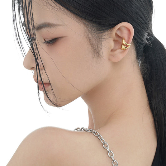 INS Normcore Sterling Silver Double Layer Ear Clip without Ear Hole