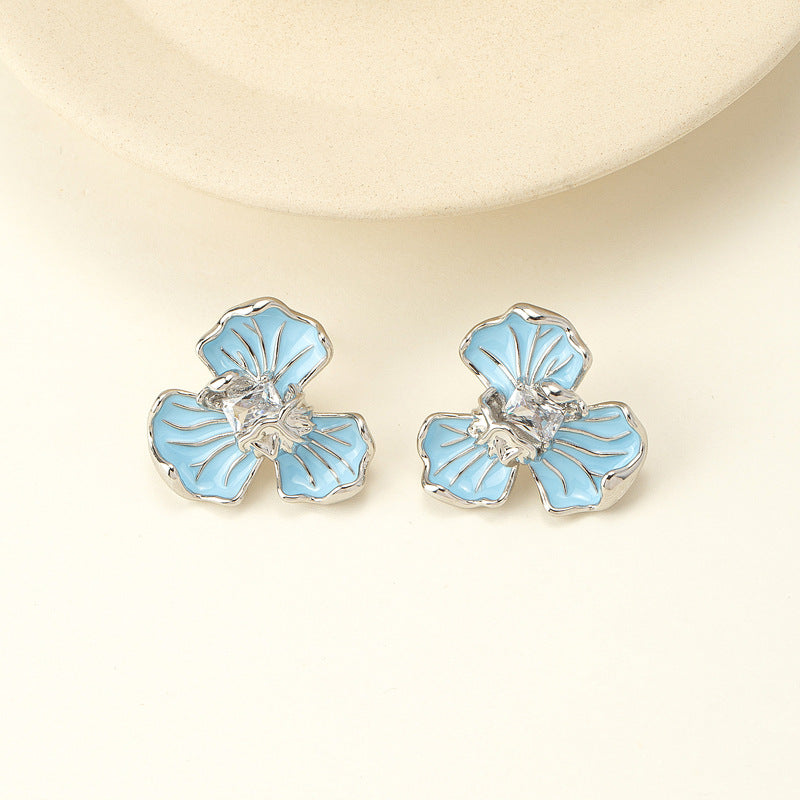 Summer Sweet and Exquisite Blue Flower Earrings